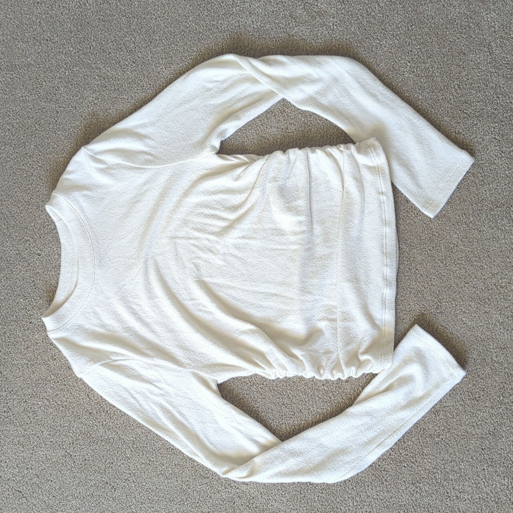 Madewell cream cropped rucched crew